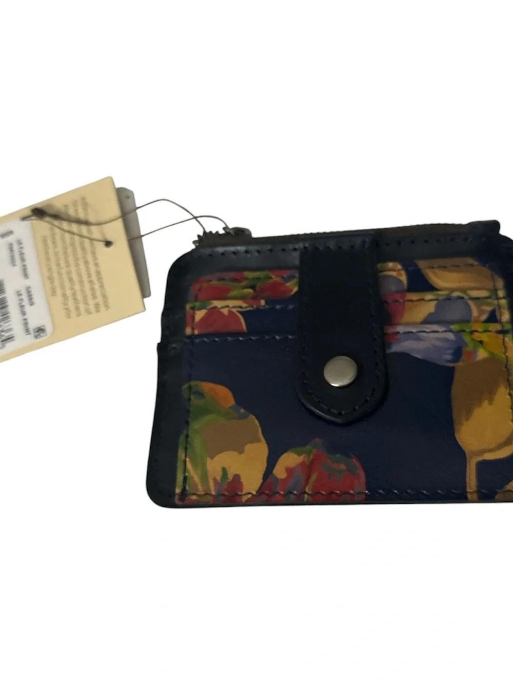NWT Patricia Nash Navy Floral Leather Card Wallet zipper pocket le fleur nice